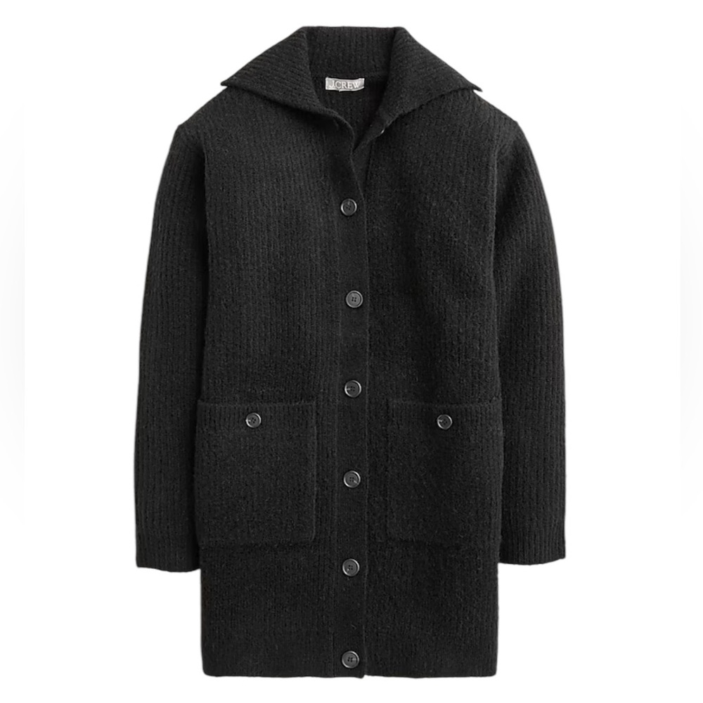 J.Crew Long ribbed button front cardigan sweater in black